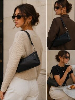 Coach Y2K Baguette Purse Black Lamb Nappa Leather Shoulder Bag